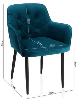 Krzesło Tapicerowane KT 57 Stelaż Metalowy Subtelny Design Pikowane Oparcie_7.jpg