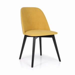 Minimalistyczne krzesło tapicerowane żółte do jadalni, KT61