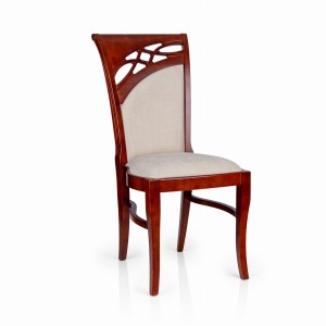 Krzesło tapicerowane drewniane do jadalni - beżowe obicie, KT116