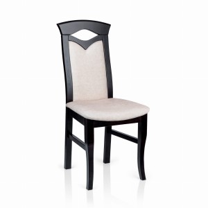 Krzesło tapicerowane drewniane - beżowe z  oparciem, KT118