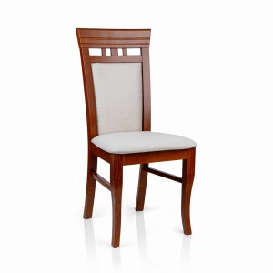 Krzesło klasyczne drewniane KT135 beżowa tapicerka