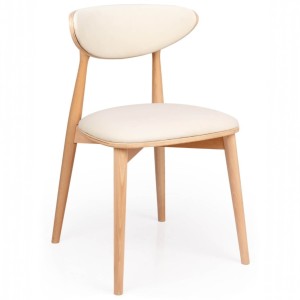 Krzesło Tapicerowane KT192 Białe Drewniany Stelaż