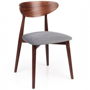 Krzesło Tapicerowane KT191 drewno i szare siedzisko