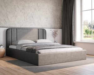 Szare łóżko tapicerowane FABI 200x200cm z pojemnikiem 