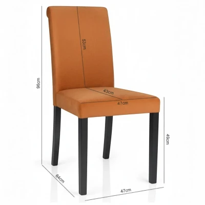 Wymiary i rysunek techniczny rudego krzesła tapicerowanego KT1