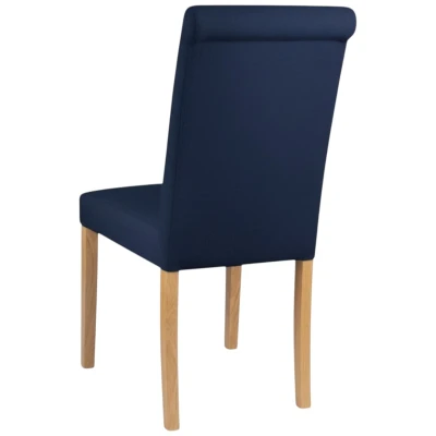 Granatowe krzesło tapicerowane KT1 tył i staranne wykończenie pleców