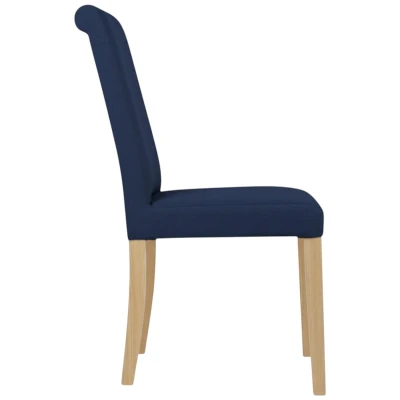 Krzesło tapicerowane KT1 granatowy dąb naturalny profil bokiem i kąt nachylenia oparcia
