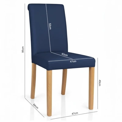 Wymiary i rysunek techniczny granatowego krzesła tapicerowanego KT1