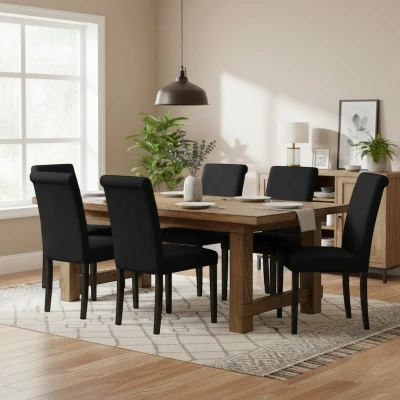 Czarne krzesła KT1 aranżacja w nowoczesnej jadalni total black