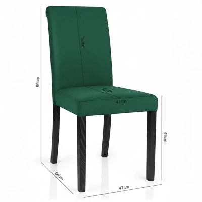 Wymiary i rysunek techniczny zielonego krzesła tapicerowanego KT1