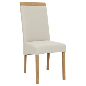 Krzesło tapicerowane KT2 beżowy welur Magic Velvet, dąb naturalny