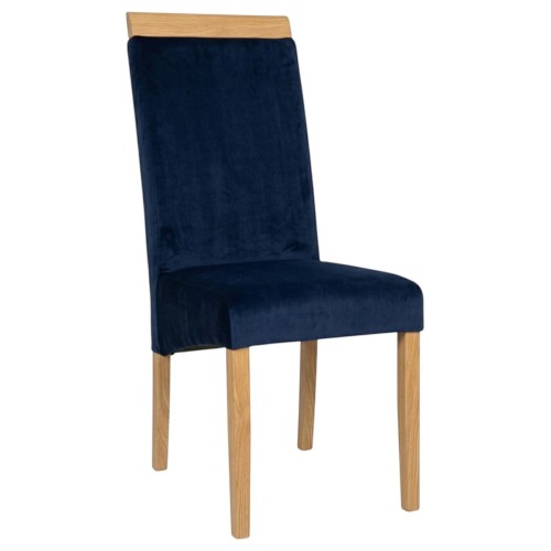 Krzesło tapicerowane KT2 granatowy welur Magic Velvet 2216 dąb naturalny profil