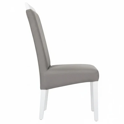 Krzesło KT2 szary welur nogi białe bok i stabilna konstrukcja