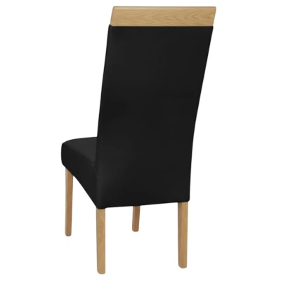 Krzesło tapicerowane KT2 czarne tył oparcia i wykończenie pleców dąb