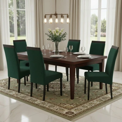 Zielone krzesła KT2 aranżacja w eleganckiej jadalni czarny