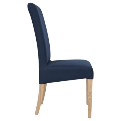 Krzesło KT10 granatowy welur bok i stabilna konstrukcja drewno dąb sonoma