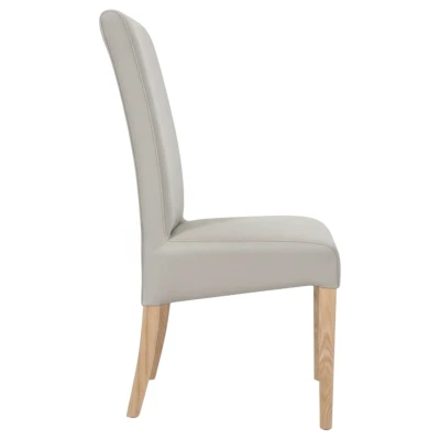 Krzesło KT10 szary welur bok i stabilna konstrukcja drewno dąb sonoma