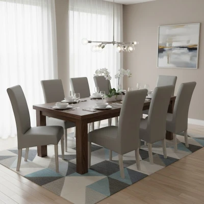 Szare krzesła KT10 aranżacja w nowoczesnej jadalni stelaż dąb sonoma