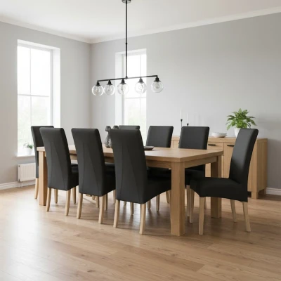 Czarne krzesła KT10 aranżacja w industrialnej jadalni stelaż dąb sonoma