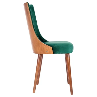 Krzesło KT15 bok i krzywizna drewnianego oparcia stabilna konstrukcja