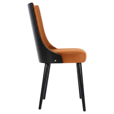 Krzesło designerskie KT15 bok i stabilna konstrukcja drewniana czerń