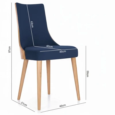 Zdjęcie krzesła z wymiarami KT15 specyfikacja techniczna 87cm granatowe