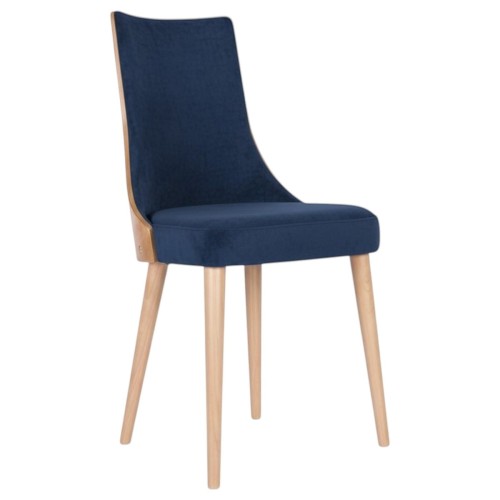 Designerskie krzesło KT15 profil granatowy welur Magic Velvet 2216 buk naturalny