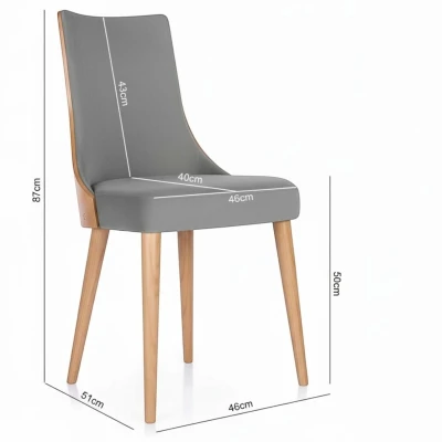 Zdjęcie krzesła z wymiarami KT15 specyfikacja techniczna 87cm szare