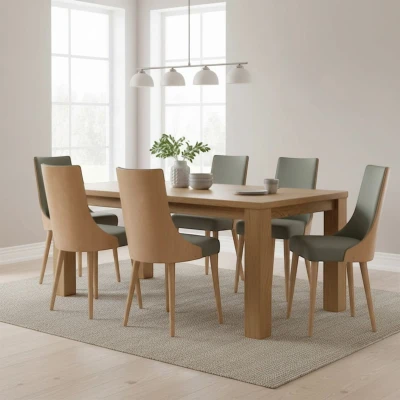 Szare krzesła KT15 aranżacja jadalni w stylu skandynawskim buk naturalny