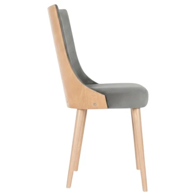 Krzesło designerskie KT15 bok i stabilna konstrukcja drewniana jasny buk