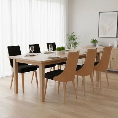 Czarne krzesła KT15 aranżacja jadalni kontrastowe buk naturalny