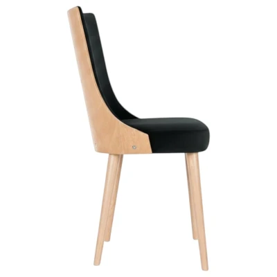 Krzesło designerskie KT15 bok i stabilna konstrukcja drewniana jasny buk