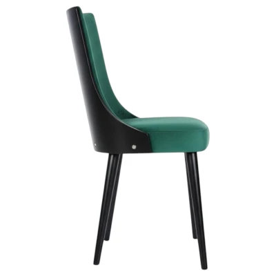 Krzesło designerskie KT15 bok i stabilna konstrukcja drewniana czerń