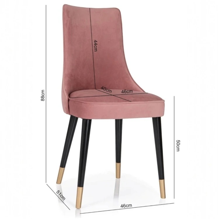 Zdjęcie krzesła z wymiarami KT22 specyfikacja techniczna 88cm złote końcówki