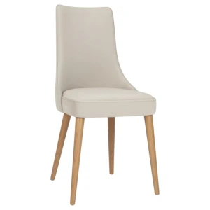 Krzesło tapicerowane KT22 beżowy welur Magic Velvet 2201, dąb naturalny