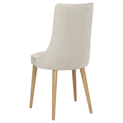 Krzesło tapicerowane KT22 beżowe tył oparcia drewno dąb naturalny