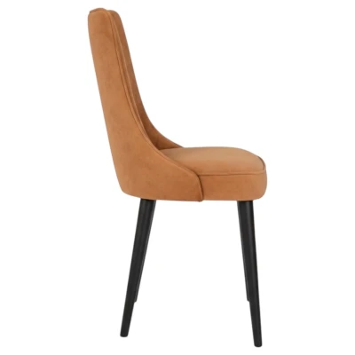 Krzesło KT22 rudy welur bok i stabilna konstrukcja drewno czarne