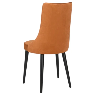 Krzesło tapicerowane KT22 rude tył oparcia czarne drewno