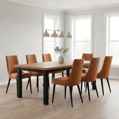 Rude krzesła KT22 aranżacja w eleganckiej jadalni czarny stelaż