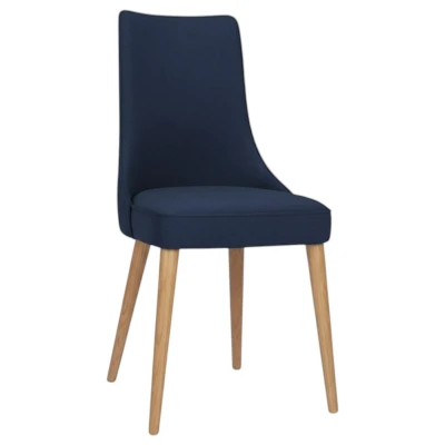 Krzesło tapicerowane KT22 profil granatowy welur Magic Velvet 2216 dąb naturalny
