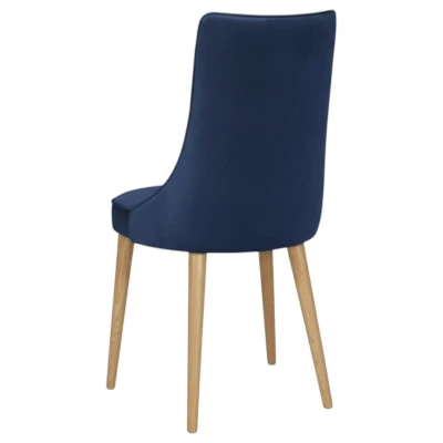 Krzesło tapicerowane KT22 granatowe tył oparcia drewno dąb naturalny