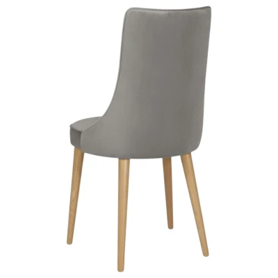 Krzesło tapicerowane KT22 szare tył oparcia drewno dąb naturalny