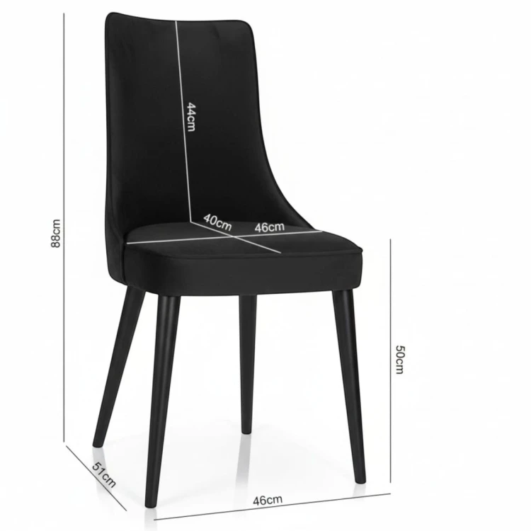 Zdjęcie krzesła z wymiarami KT22 specyfikacja techniczna 88cm czarne