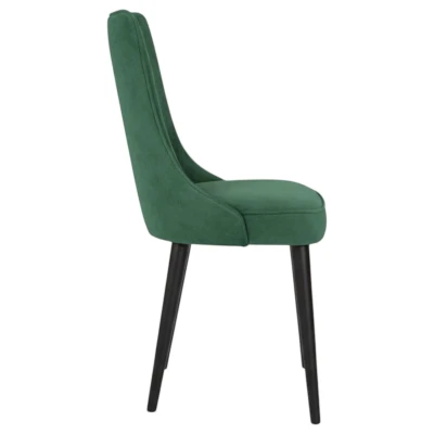 Krzesło KT22 zielony welur bok i stabilna konstrukcja drewno czarne