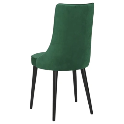 Krzesło tapicerowane KT22 zielone tył oparcia drewno w kolorze czarnym