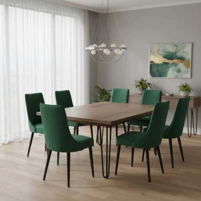 Zielone krzesła KT22 aranżacja jadalni w stylu loftowym czarne nogi