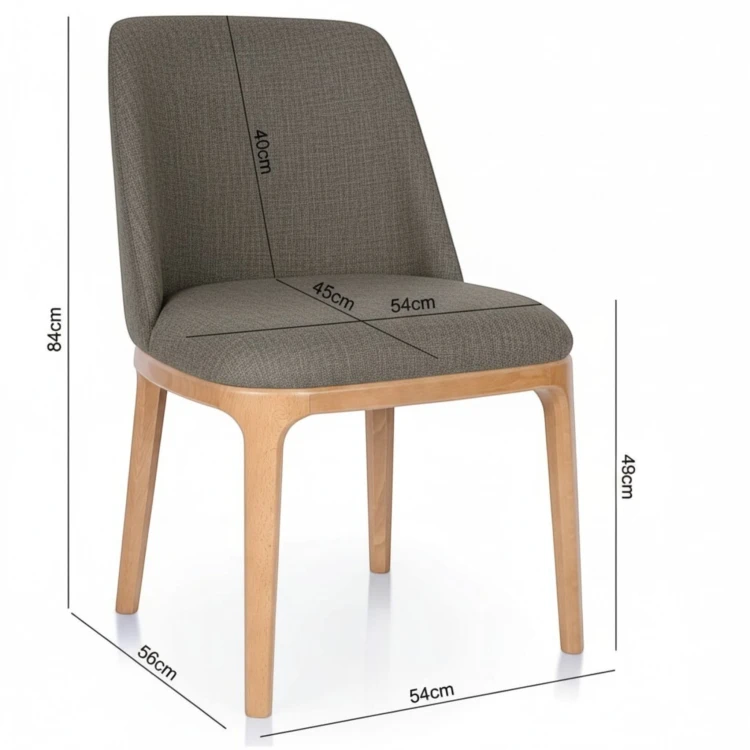 Zdjęcie krzesła z wymiarami KT37 specyfikacja techniczna 84cm szare szerokie siedzisko