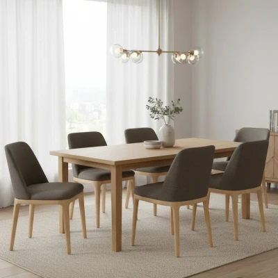 Wygodne krzesło do stołu KT37 aranżacja w stylu japandi buk naturalny plecionka