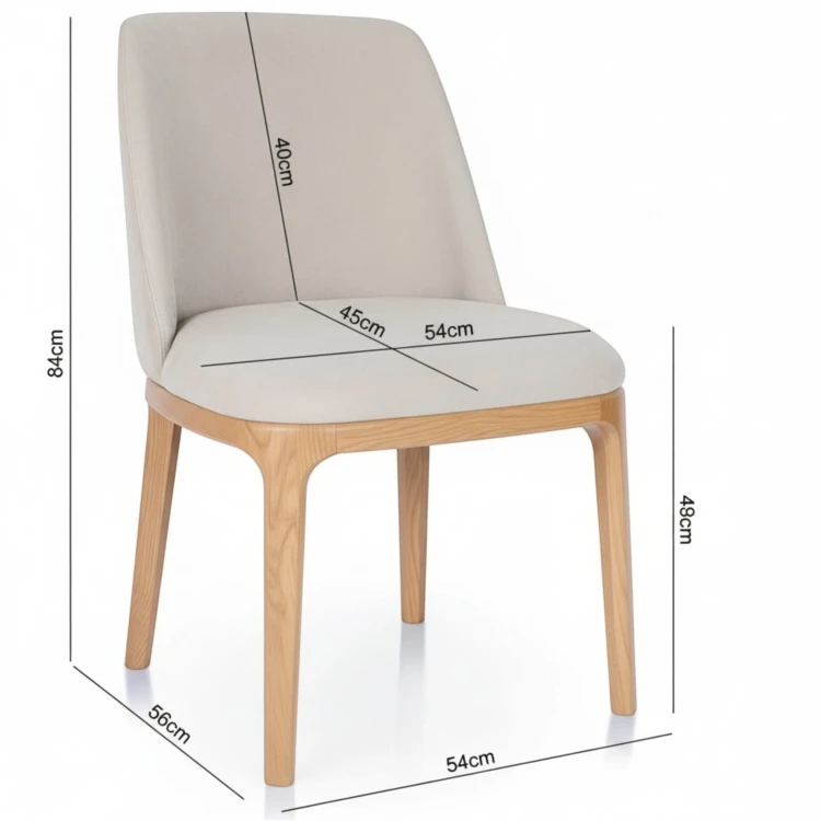 Zdjęcie krzesła z wymiarami KT37 specyfikacja techniczna 84cm beżowe szerokie