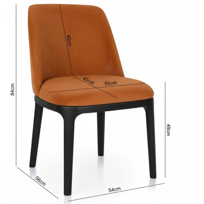 Zdjęcie krzesła z wymiarami KT37 specyfikacja techniczna 84cm rude szerokie